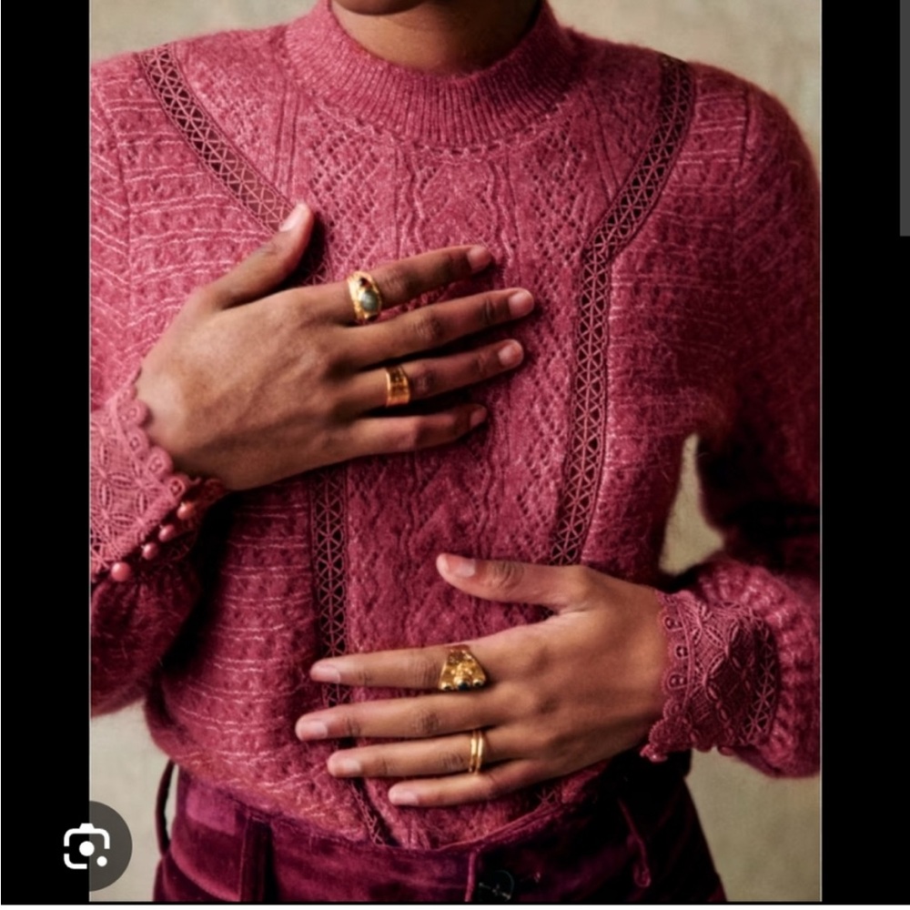 Sezane MEDIUM Cheryl mohair wool jumper sweater in Rosewood - Picture 2 of 10